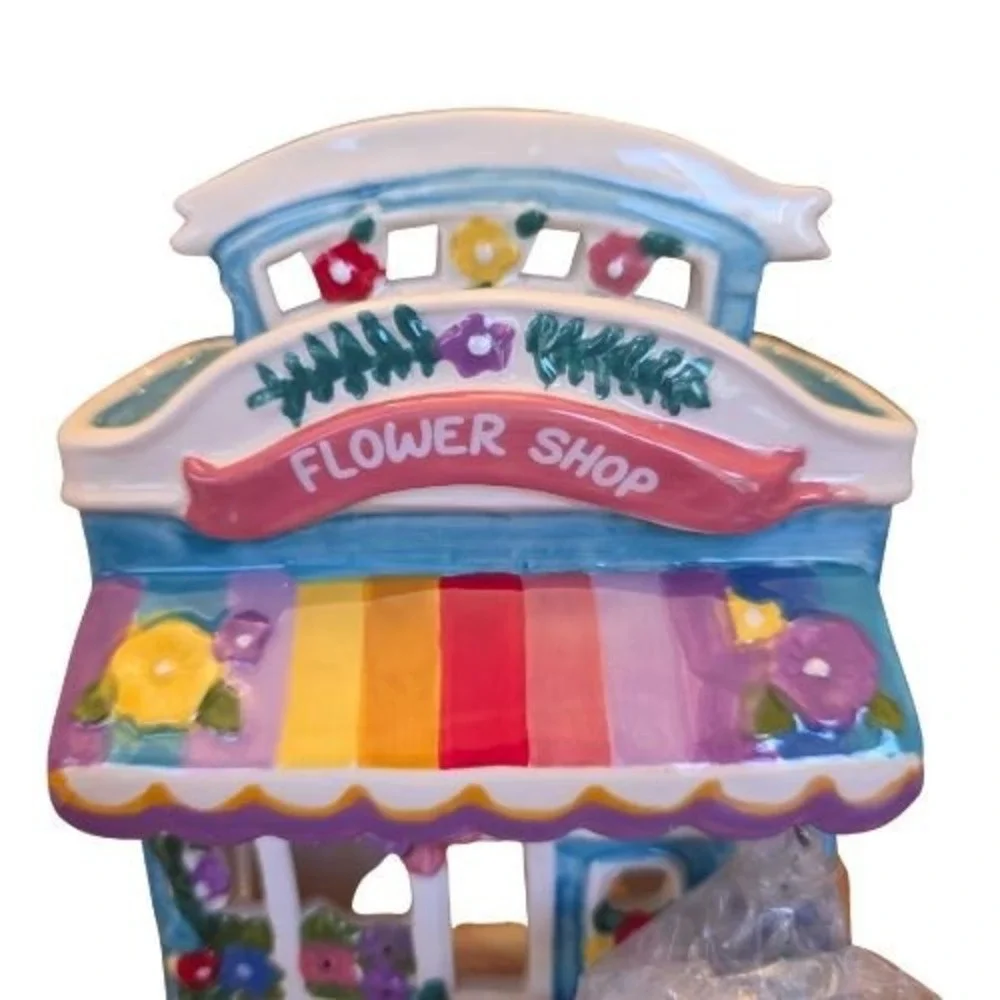 Hello Kitty Floral Garden Tea Light Candle House Holder Blue‎ Sky Ceramic
